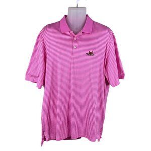 Polo Golf Ralph Lauren Mens XL Pink Striped Pima Cotton Fox Embroidery Preppy